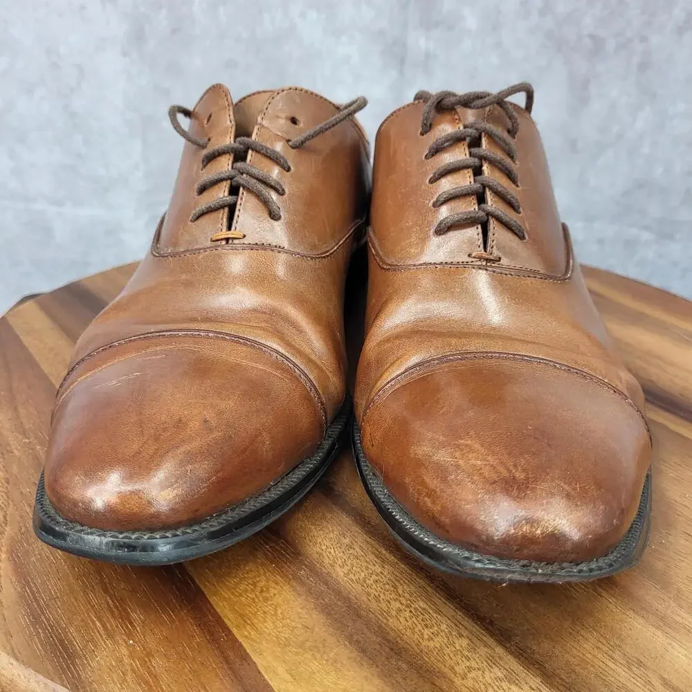 Stacy Adams Oxford Shoes Mens 10.5 Brown Leather Dress Shoes‎ Cap Toe